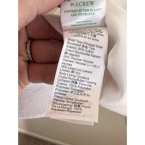 J. Crew Cotton/Linen Blend Double Breasted Textured Blazer White Women's Size 8 - Picture 8 of 10